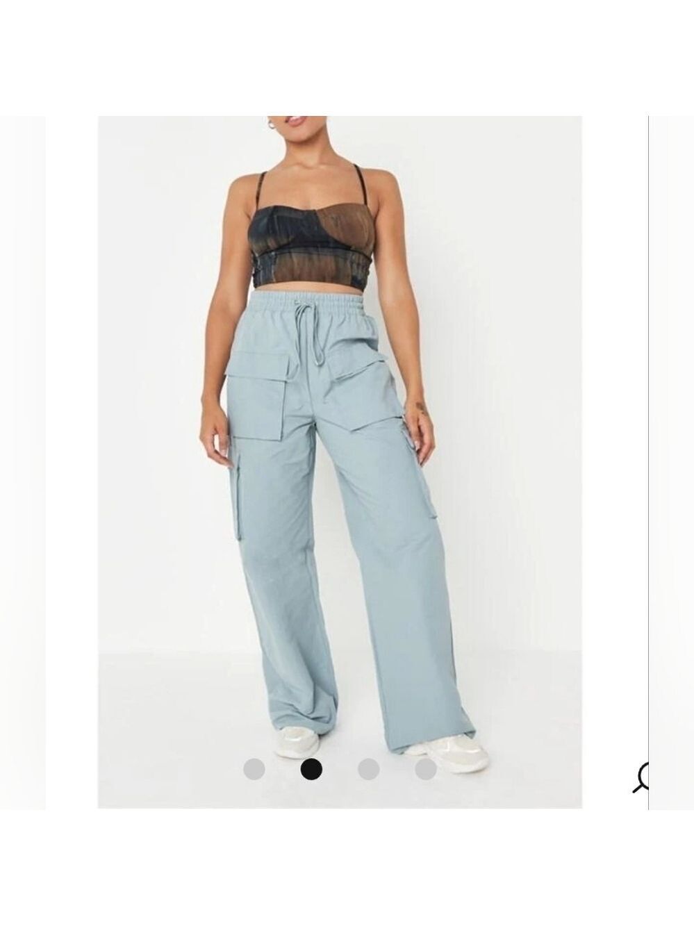 NWT Missguided Blue Gray Straight Leg Cargo Pants Trousers Size 14